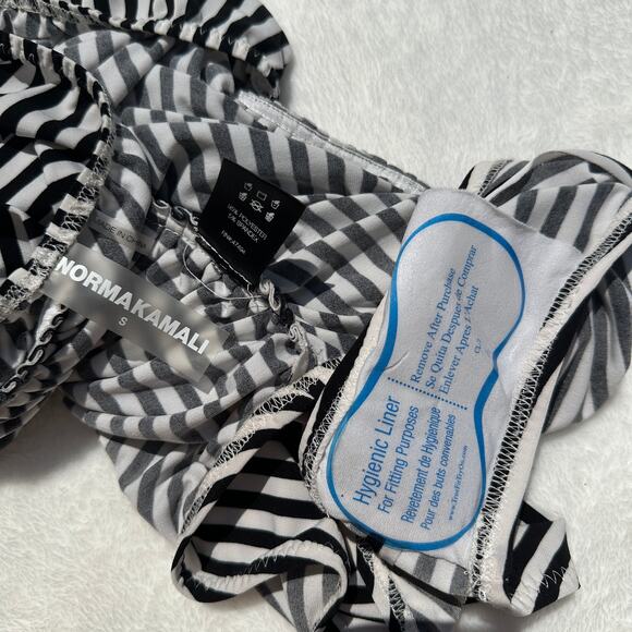 Norma Kamali Slinky Marissa Ivy Black White Stripe One Piece Swimsuit Small NWOT - Picture 12 of 13